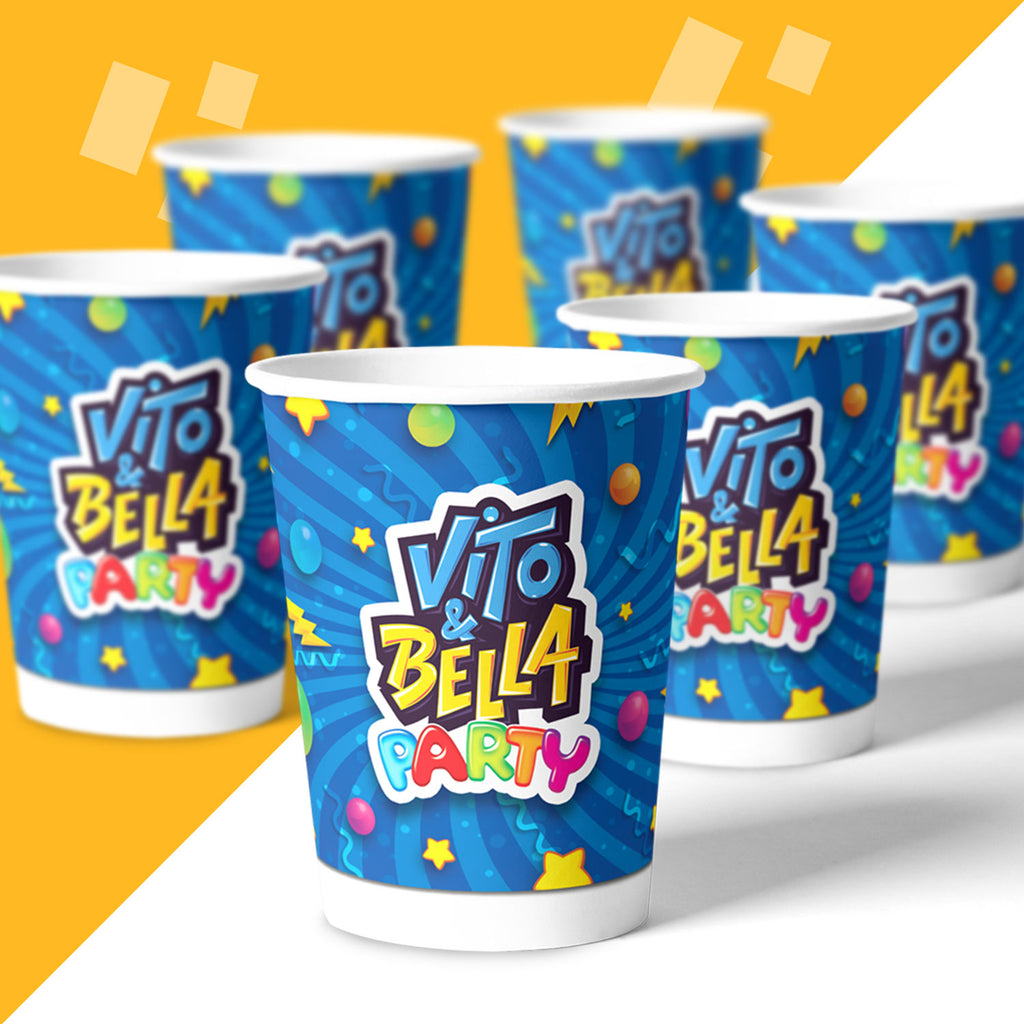 VITO i BELLA PARTY - KUBECZKI PAPIEROWE 200 ml (6 sztuk) + GRATIS KARTA Z AUTOGRAFEM VITO i BELLI!