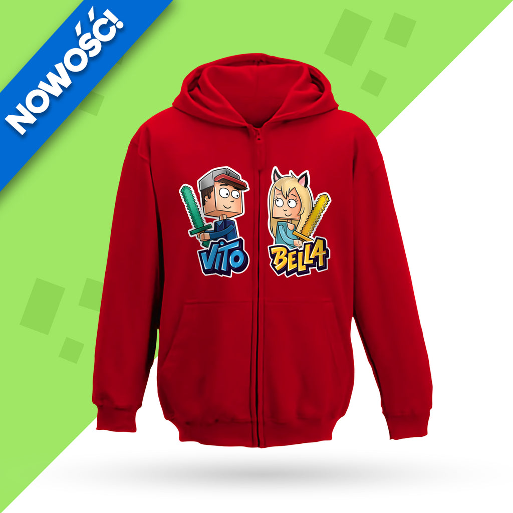 BLUZA ROZPINANA Z KAPTUREM - VITO i BELLA Z MIECZAMI - FIRE RED + GRATIS KARTA Z AUTOGRAFEM VITO i BELLI!