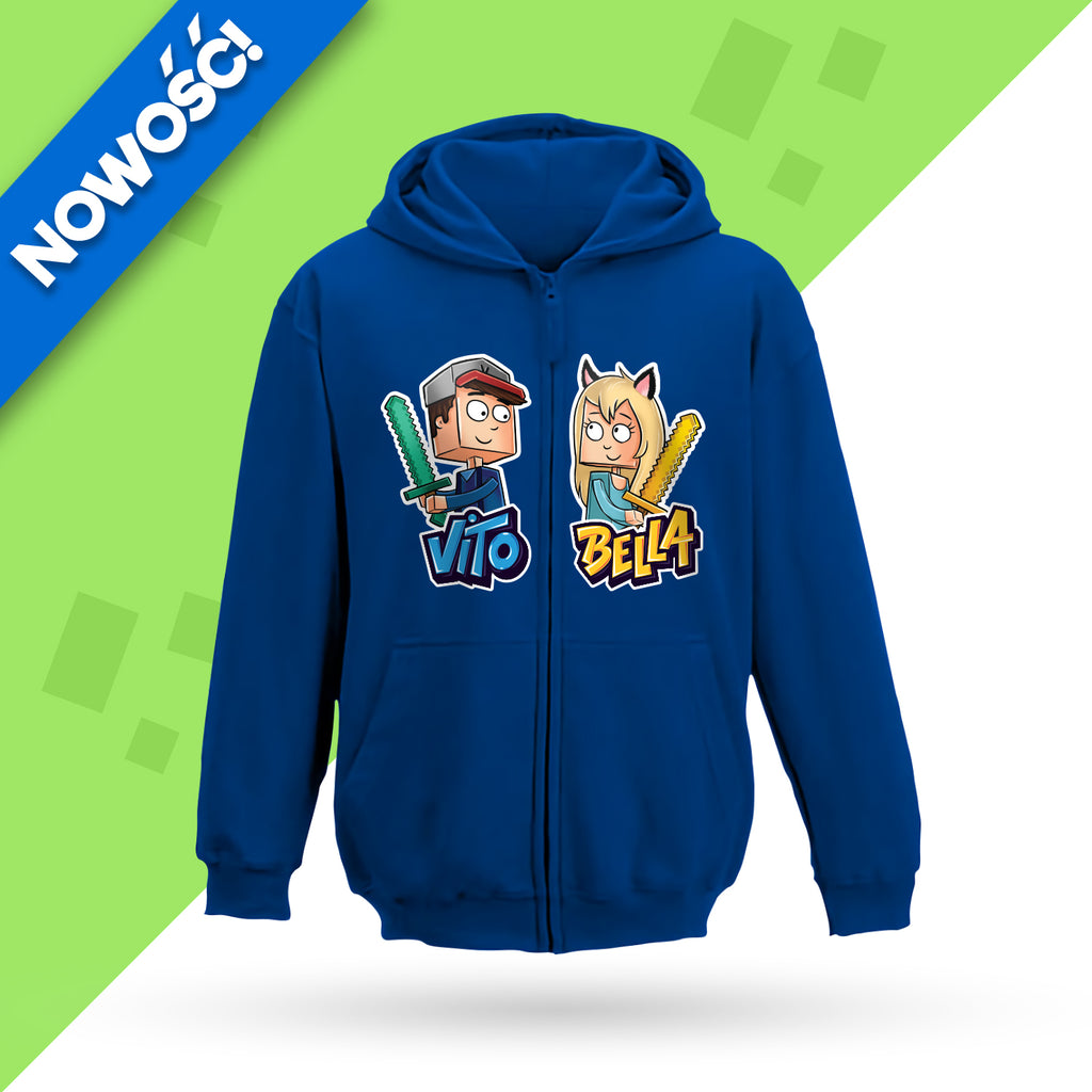 BLUZA ROZPINANA Z KAPTUREM - VITO i BELLA Z MIECZAMI - ROYAL BLUE + GRATIS KARTA Z AUTOGRAFEM VITO i BELLI!